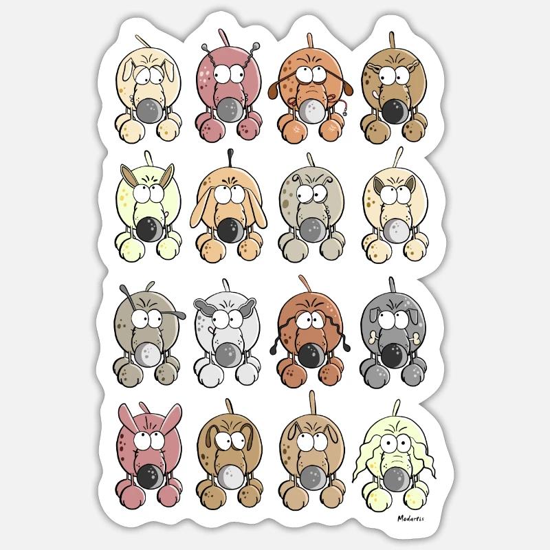 Hunde Rasselbande - Sticker størrelse S (10 x 10 cm) - mat hvid