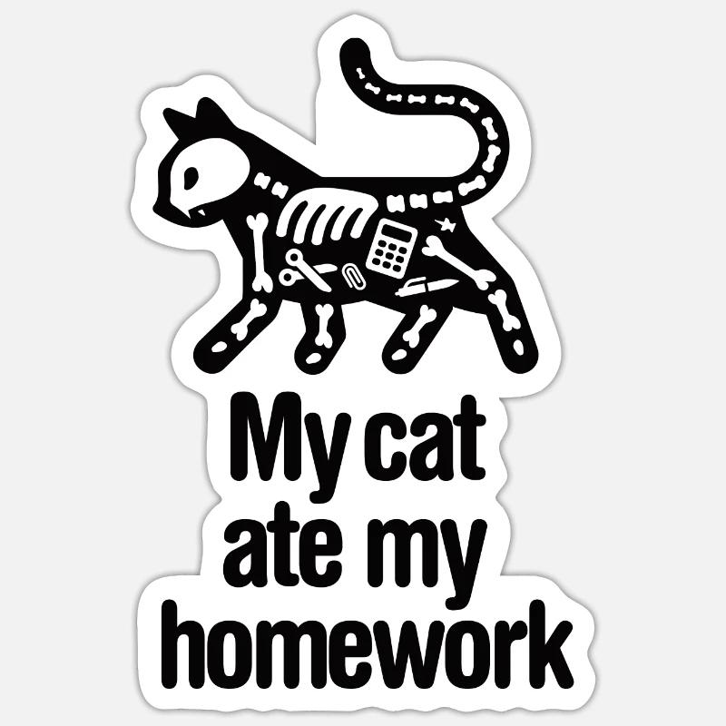 Mon chat a mangé mes devoirs à l'école Sticker taille S (10 x 10 cm)