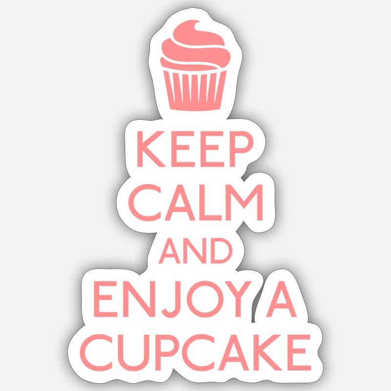 Keep Calm Cupcake - Sticker taille S (10 x 10 cm) - blanc mat