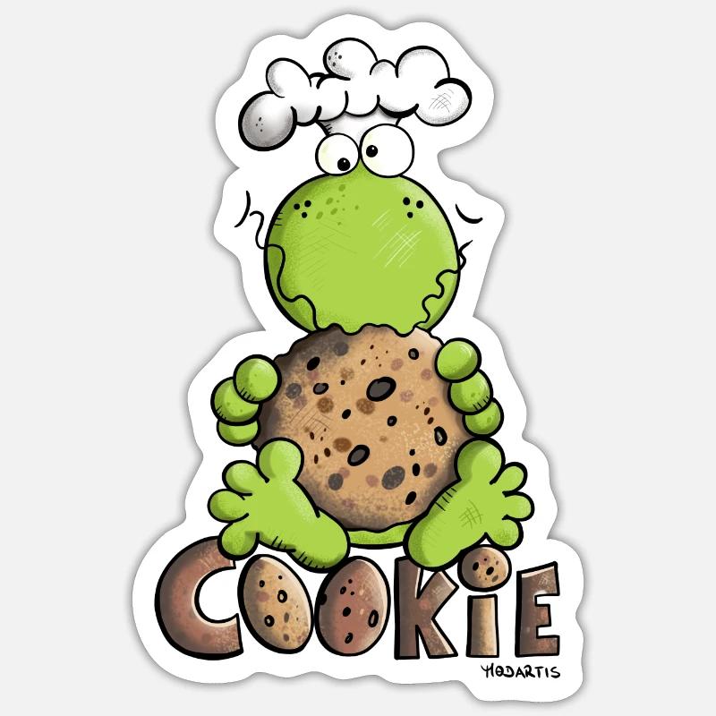 Frog with Cookie - Sticker size S (10 x 10 cm) - white matte
