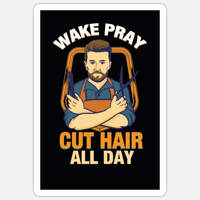 Coiffeur coiffeur foi coiffure coiffure barbe - Sticker taille S (10 x 10 cm) - blanc mat