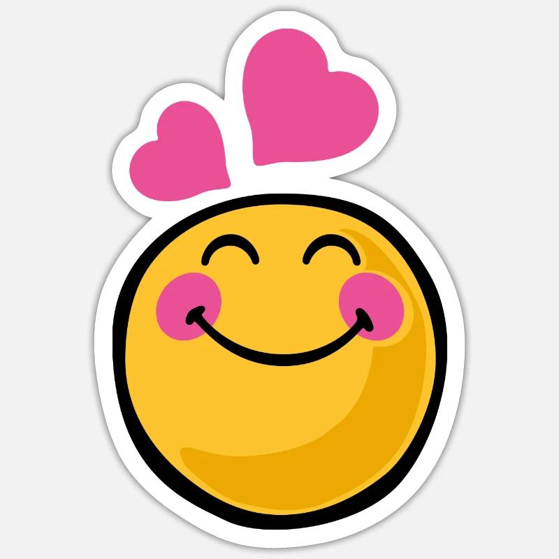 Smiley romantic - Sticker taille S (10 x 10 cm) - blanc mat