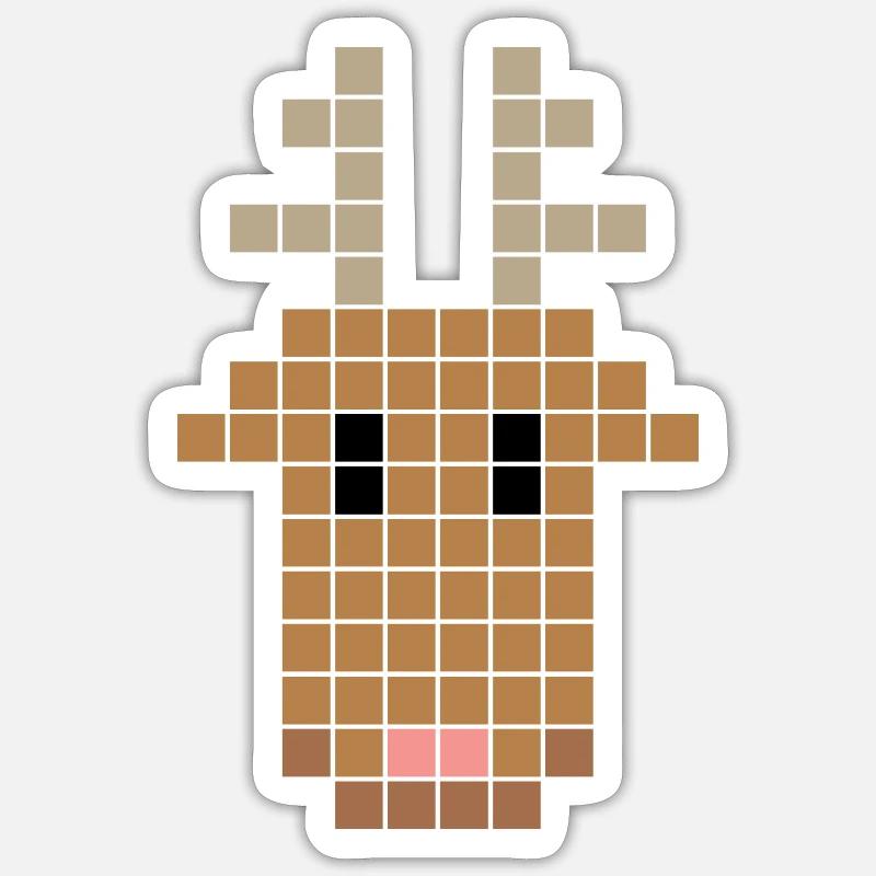 pixel renne - Sticker taille S (10 x 10 cm) - blanc mat
