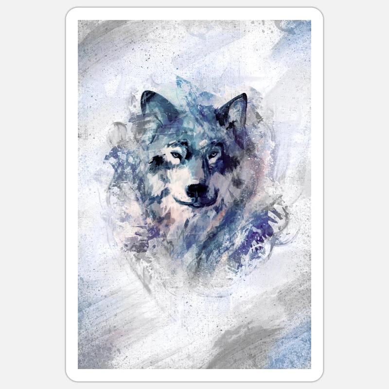 Wolf dans la tempête grey version Sticker taille S (10 x 10 cm)