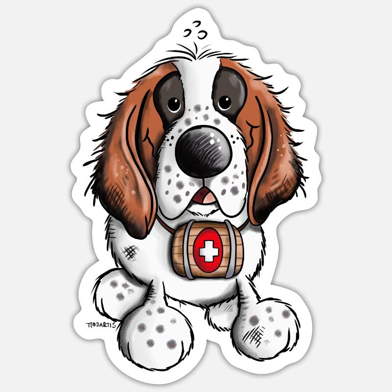 Saint Bernard - Sticker taille S (10 x 10 cm) - blanc mat