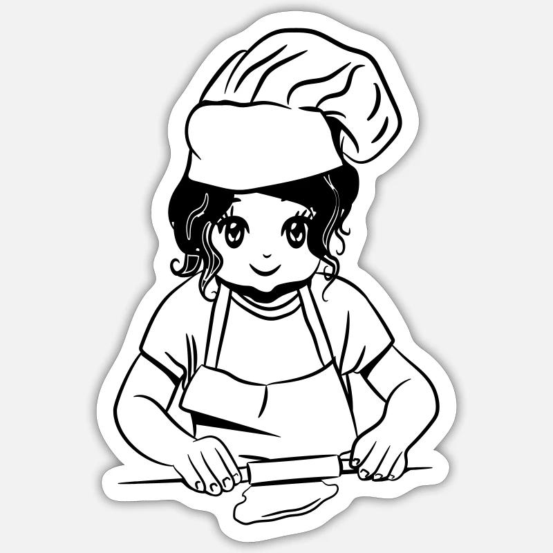 kochen mädchen backen - Sticker Größe S (10 x 10 cm) - Mattweiß