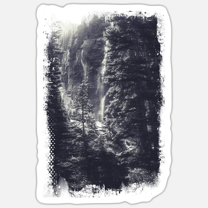 Forest view landscape - Sticker size S (10 x 10 cm) - white matte