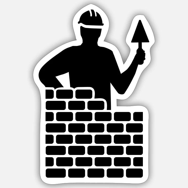 Brick layer - Sticker size S (10 x 10 cm) - white matte