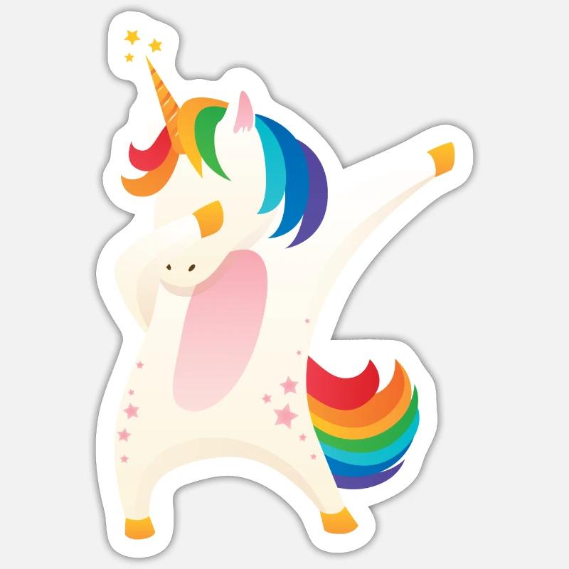 Funny Unicorn Dabbing | Dab Dance - Sticker formato S (10 x 10 cm) - bianco opaco