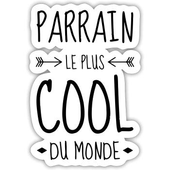 Godfather Pate Parrain Baby Baptism Birth - Sticker size S (10 x 10 cm) - white matte - Front