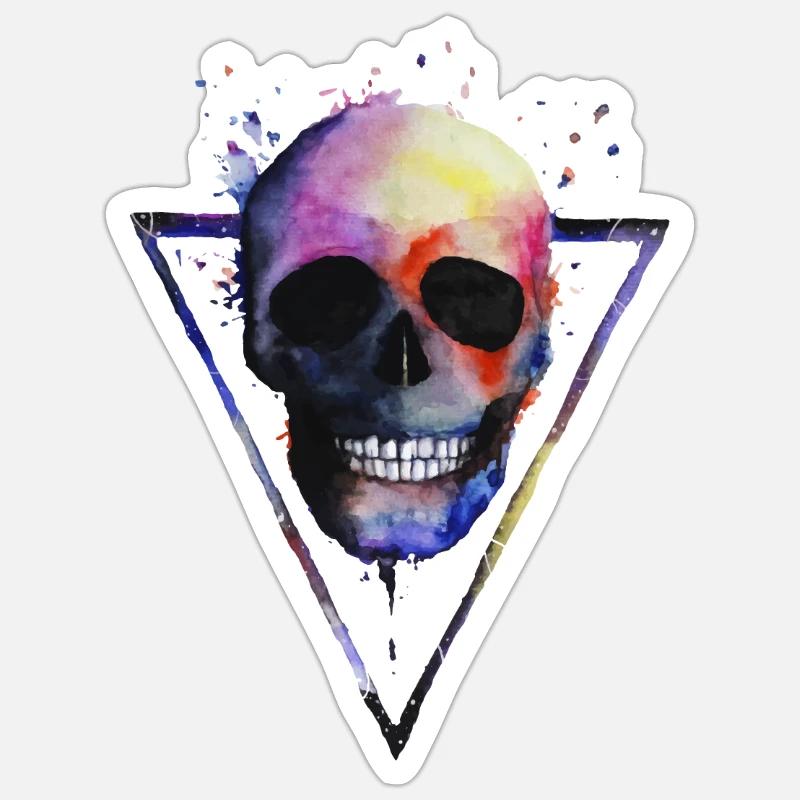 Grunge Schädel - Sticker Größe S (10 x 10 cm) - Mattweiß