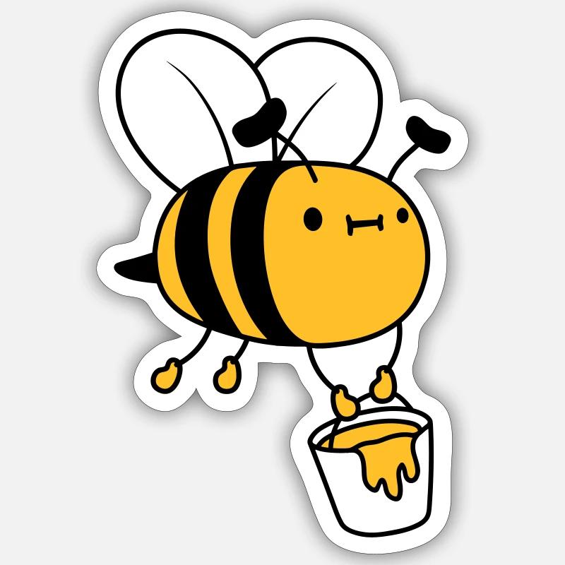 Honig Eimer Biene - Sticker Größe S (10 x 10 cm) - Mattweiß