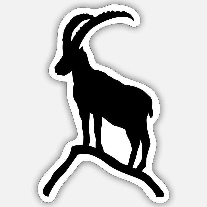 Ibex on Mountain Sticker taille S (10 x 10 cm)