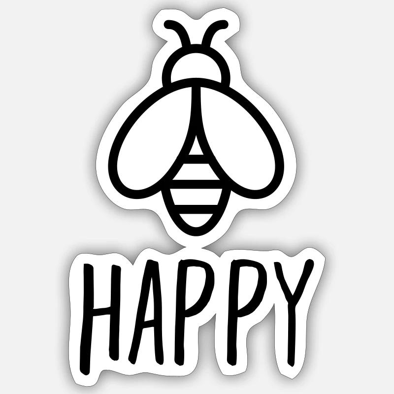 Bee Happy - Sticker Größe S (10 x 10 cm) - Mattweiß