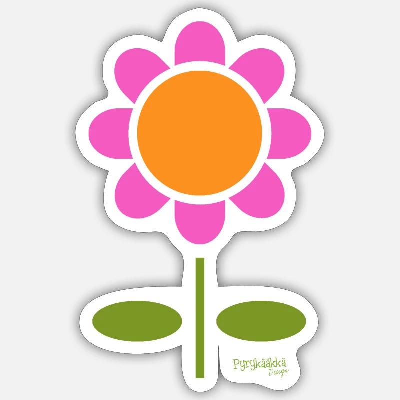 Fleur rétro - Sticker taille S (10 x 10 cm) - blanc mat