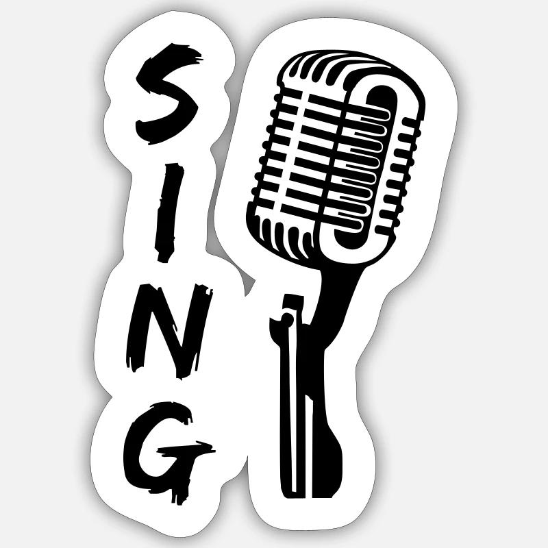 Microphone - Chanteur - Sticker taille S (10 x 10 cm) - blanc mat