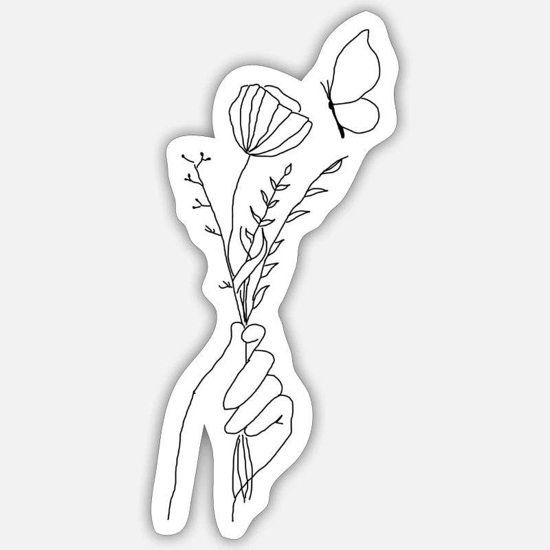 Bouquet de fleurs - Sticker taille S (10 x 10 cm) - blanc mat
