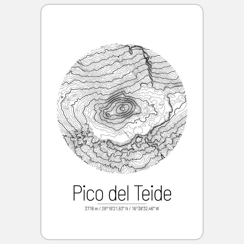 Pico del Teide | Map topography (minimal) - Sticker size S (10 x 10 cm) - white matte