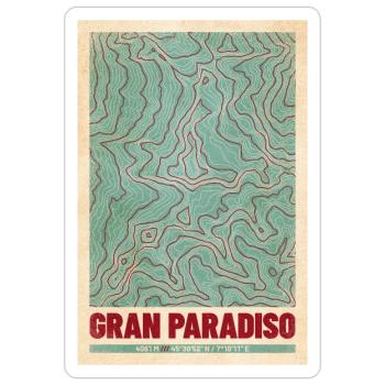 Gran Paradiso | Map topography (retro) - Sticker size S (10 x 10 cm) - white matte - Front