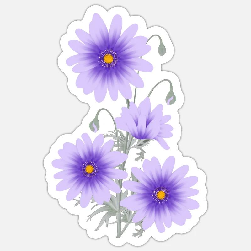 Anémones lilas - Sticker taille S (10 x 10 cm) - blanc mat