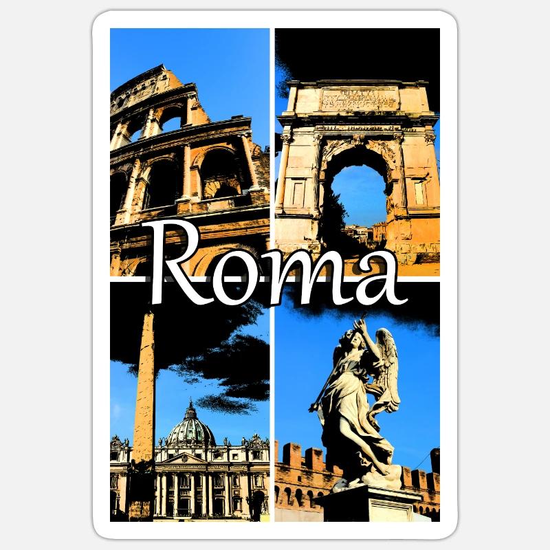 Roma Collage Comic sign lettering - Sticker Größe S (10 x 10 cm) - Mattweiß