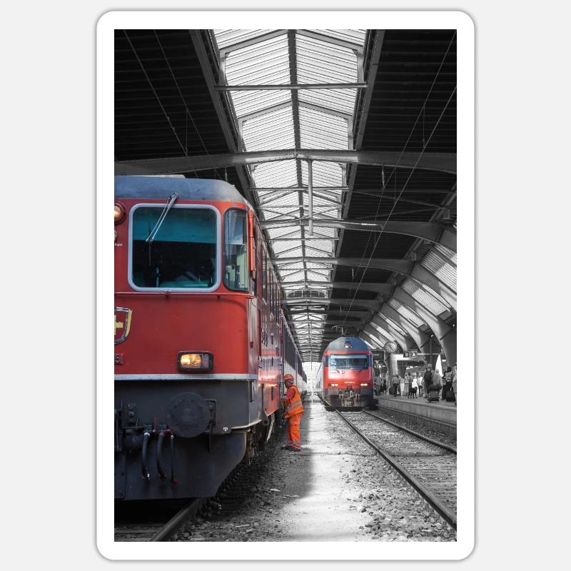 Train 2 - Sticker taille S (10 x 10 cm) - blanc mat
