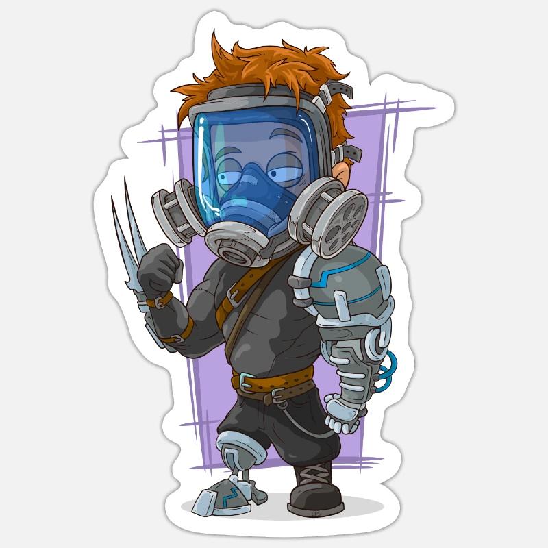 Cyborg Covid - Sticker taille S (10 x 10 cm) - blanc mat