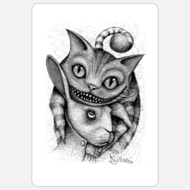 Cheshire Cat & White Rabbit Sticker size S (10 x 10 cm)