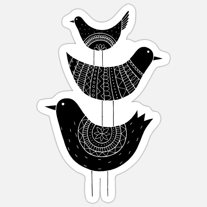 3 oiseaux - Sticker taille S (10 x 10 cm) - blanc mat
