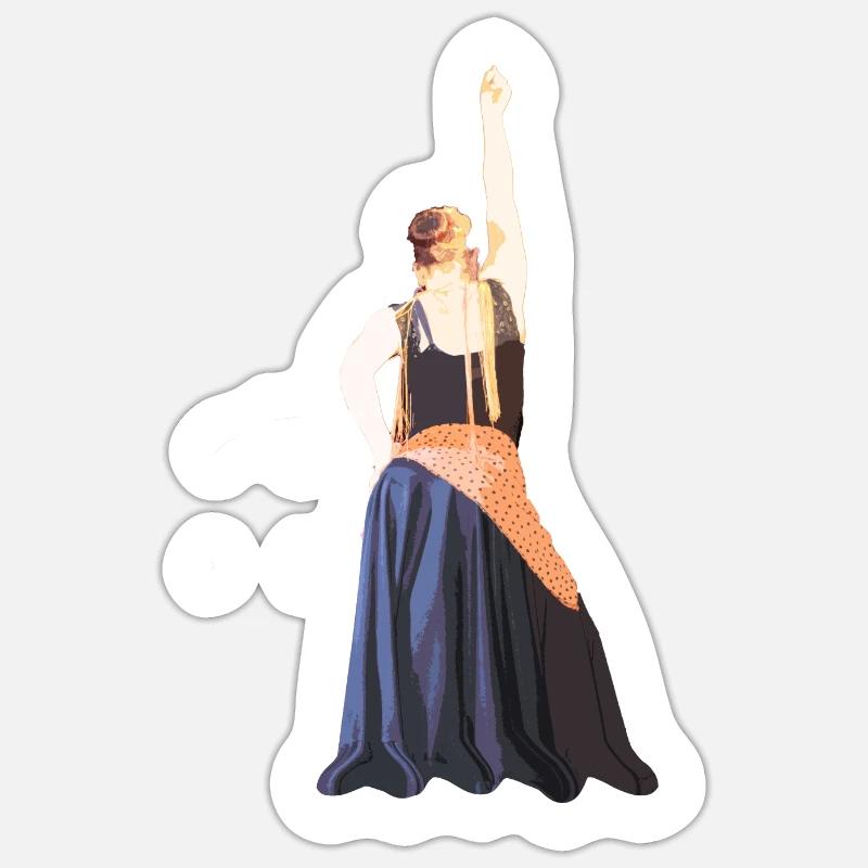 flamenco danseuse - Sticker taille S (10 x 10 cm) - blanc mat