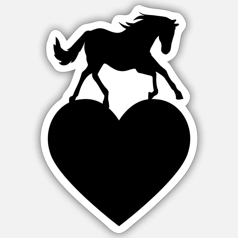 Pferd mit Herz - Sticker Größe S (10 x 10 cm) - Mattweiß