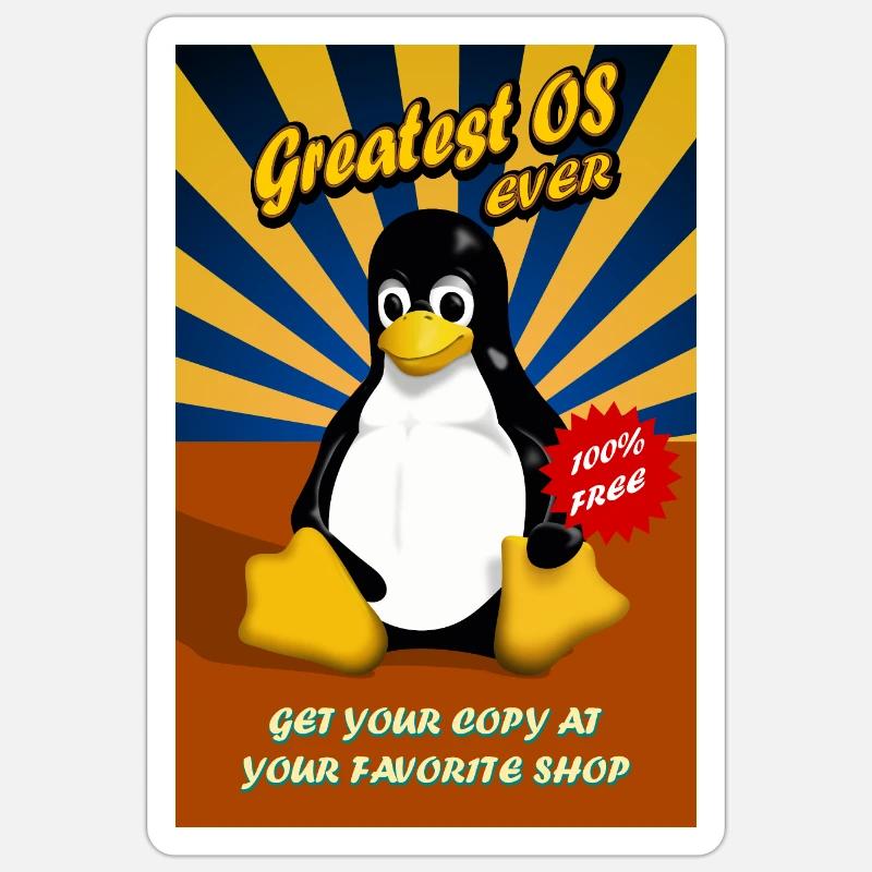 Retro-Anzeige auf dem Linux-Betriebssystem - Sticker Größe S (10 x 10 cm) - Mattweiß