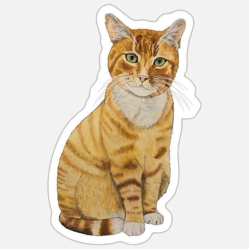rote Katze sitzend - Sticker Größe S (10 x 10 cm) - Mattweiß