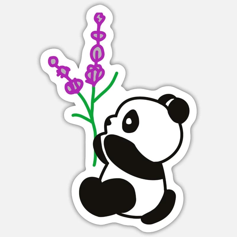 Panda fleur - Sticker taille S (10 x 10 cm) - blanc mat