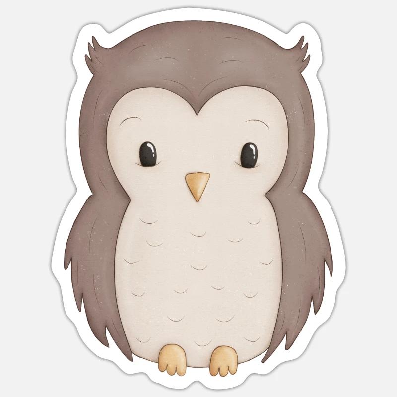 Eule - Sticker Größe S (10 x 10 cm) - Mattweiß