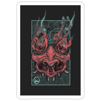 -ONI Poster - ROT - Sticker Größe S (10 x 10 cm) - Mattweiß - Vorne