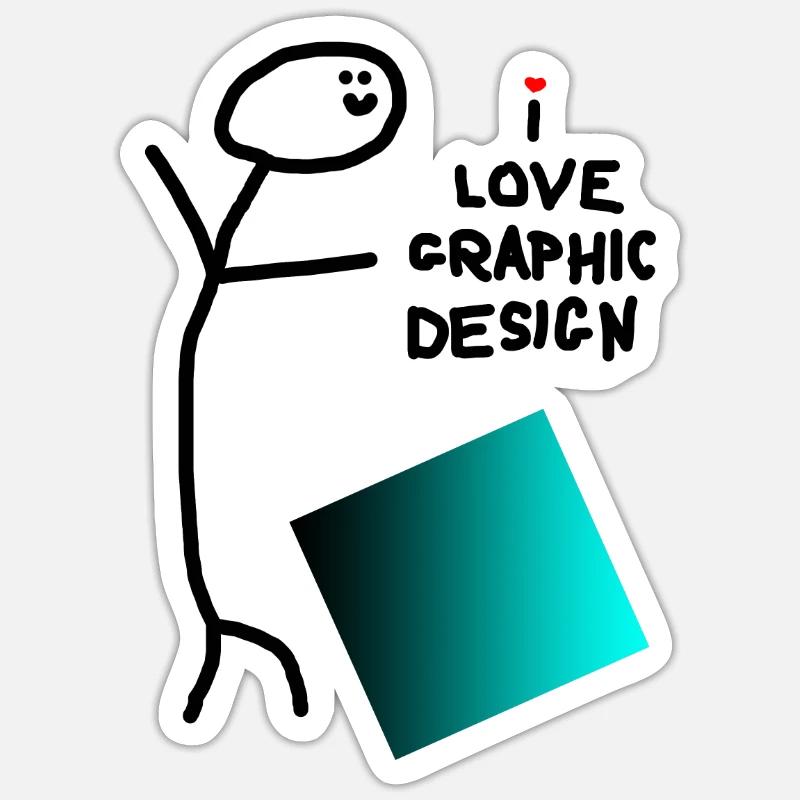 J'adore le graphisme - Sticker taille S (10 x 10 cm) - blanc mat