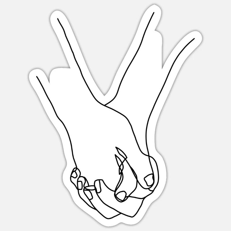 Main dans la main Sticker taille S (10 x 10 cm)