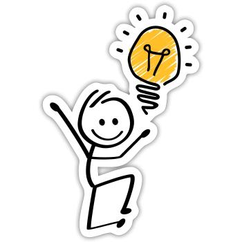 Idées ampoules, idée géniale. séance de brainstorming - Sticker taille S (10 x 10 cm) - blanc mat - Devant
