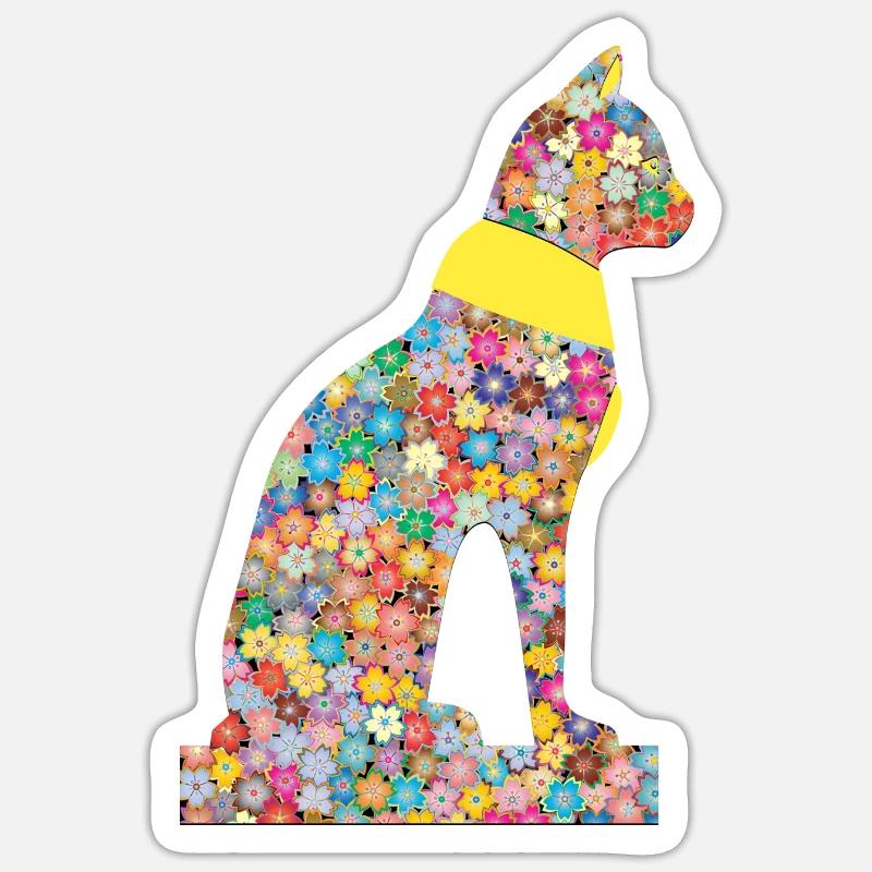 Cat Flower Pharaohs Ancient - Sticker size S (10 x 10 cm) - white matte
