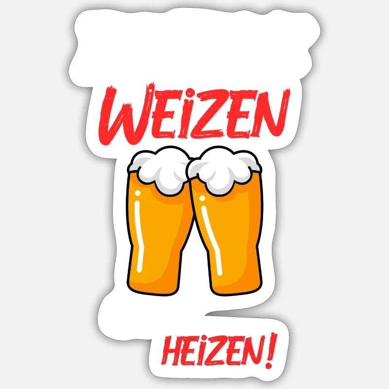 Ich trink Weizen um zu heizen Weißbier Hefeweizen - Sticker Größe S (10 x 10 cm) - Mattweiß