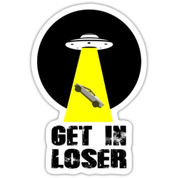 Get In Loser White Ovni Cybertruck Mars - Sticker taille S (10 x 10 cm) - blanc mat - Devant