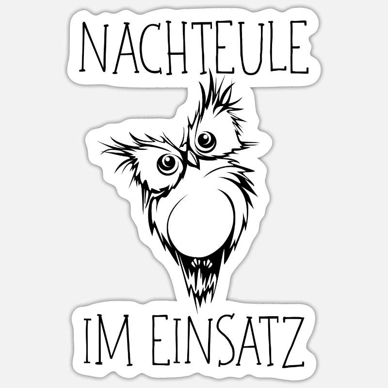 Nachteule im Einsatz Eule Müde Krankenschwester Sticker Größe S (10 x 10 cm)