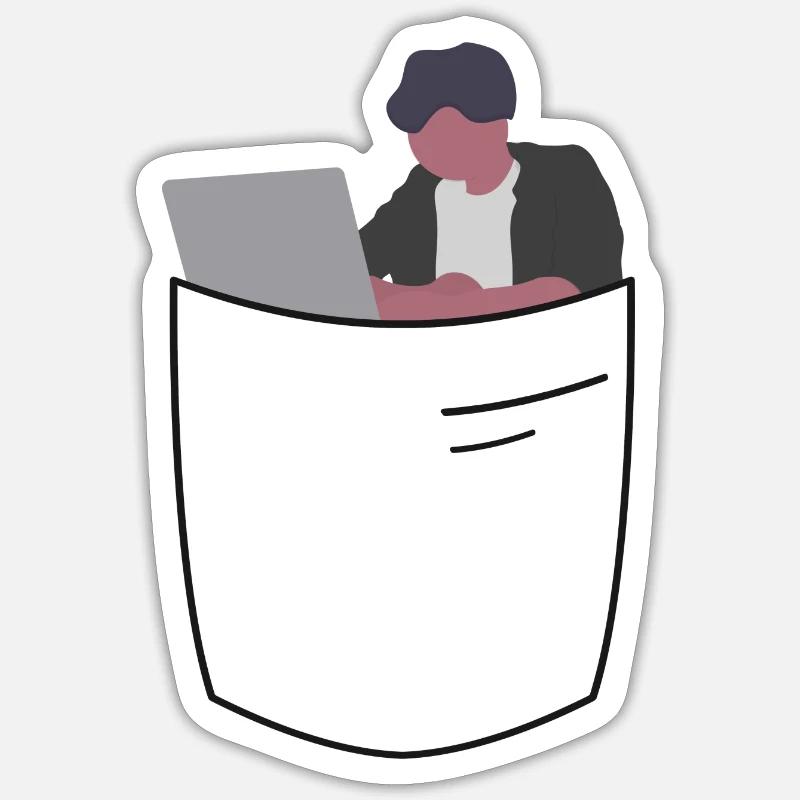 Programmierer in der Brusttasche - Sticker Größe S (10 x 10 cm) - Mattweiß