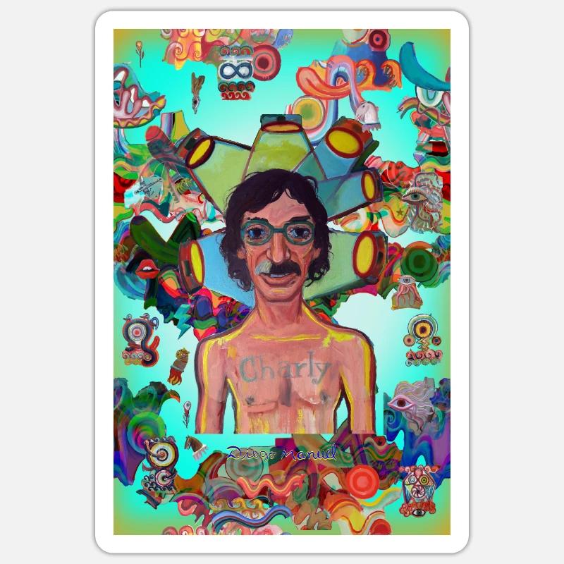 charly und Graffiti - Sticker Größe S (10 x 10 cm) - Mattweiß