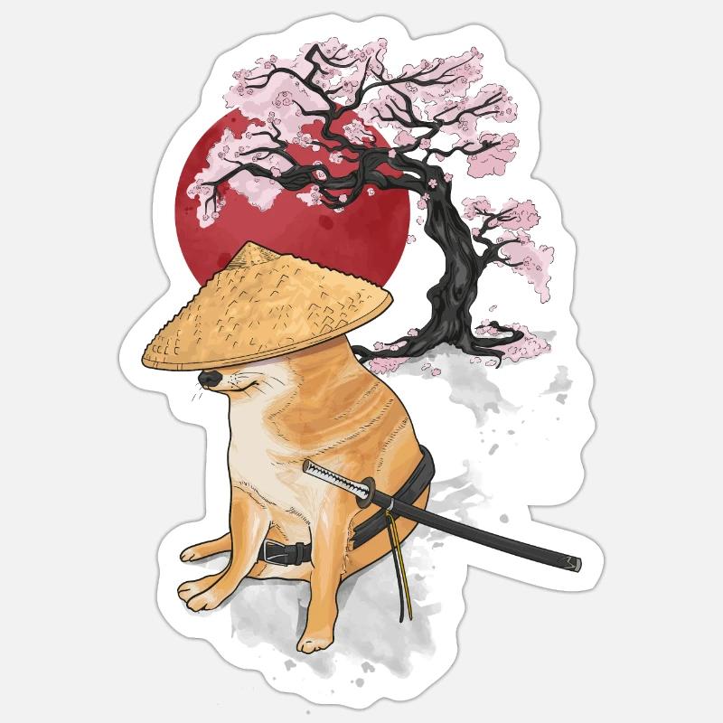 cheems samurai Sticker size S (10 x 10 cm)