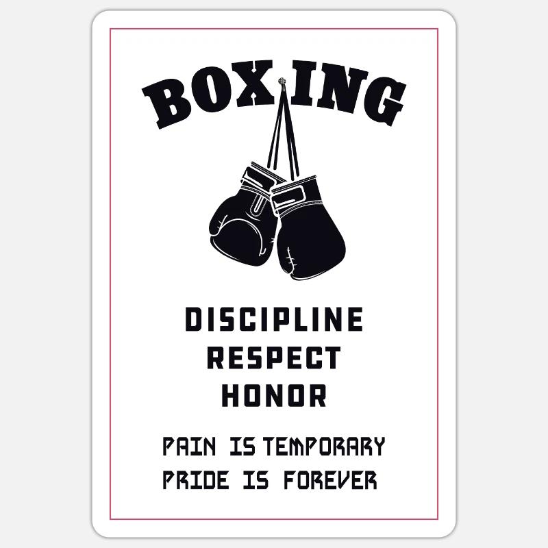 Boxe, boxeur - Sticker taille S (10 x 10 cm) - blanc mat