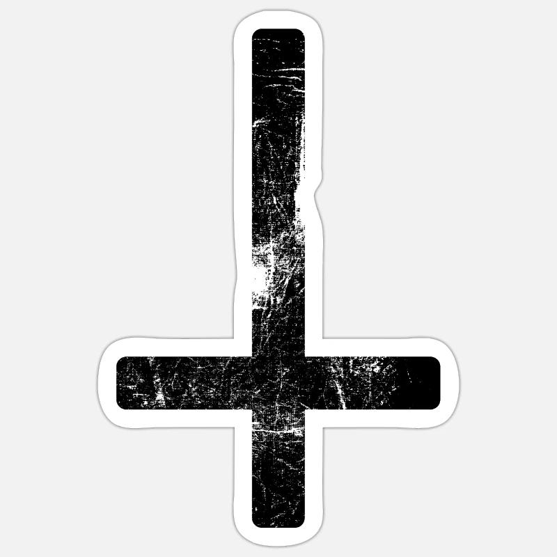 Croix d’Antéchrist - Sticker taille S (10 x 10 cm) - blanc mat