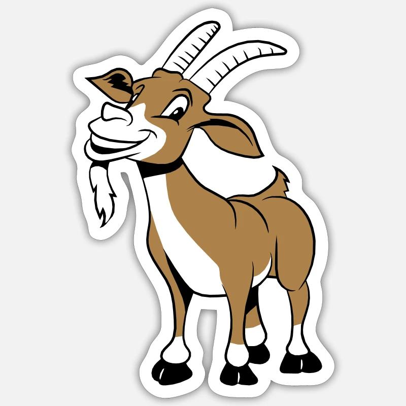 La chèvre rit gentiment Sticker taille S (10 x 10 cm)
