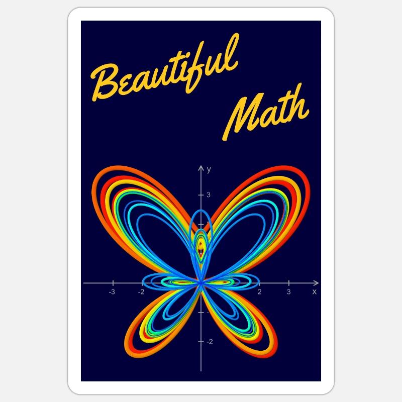 Papillon - Beautiful Math - Poster - Sticker taille S (10 x 10 cm) - blanc mat